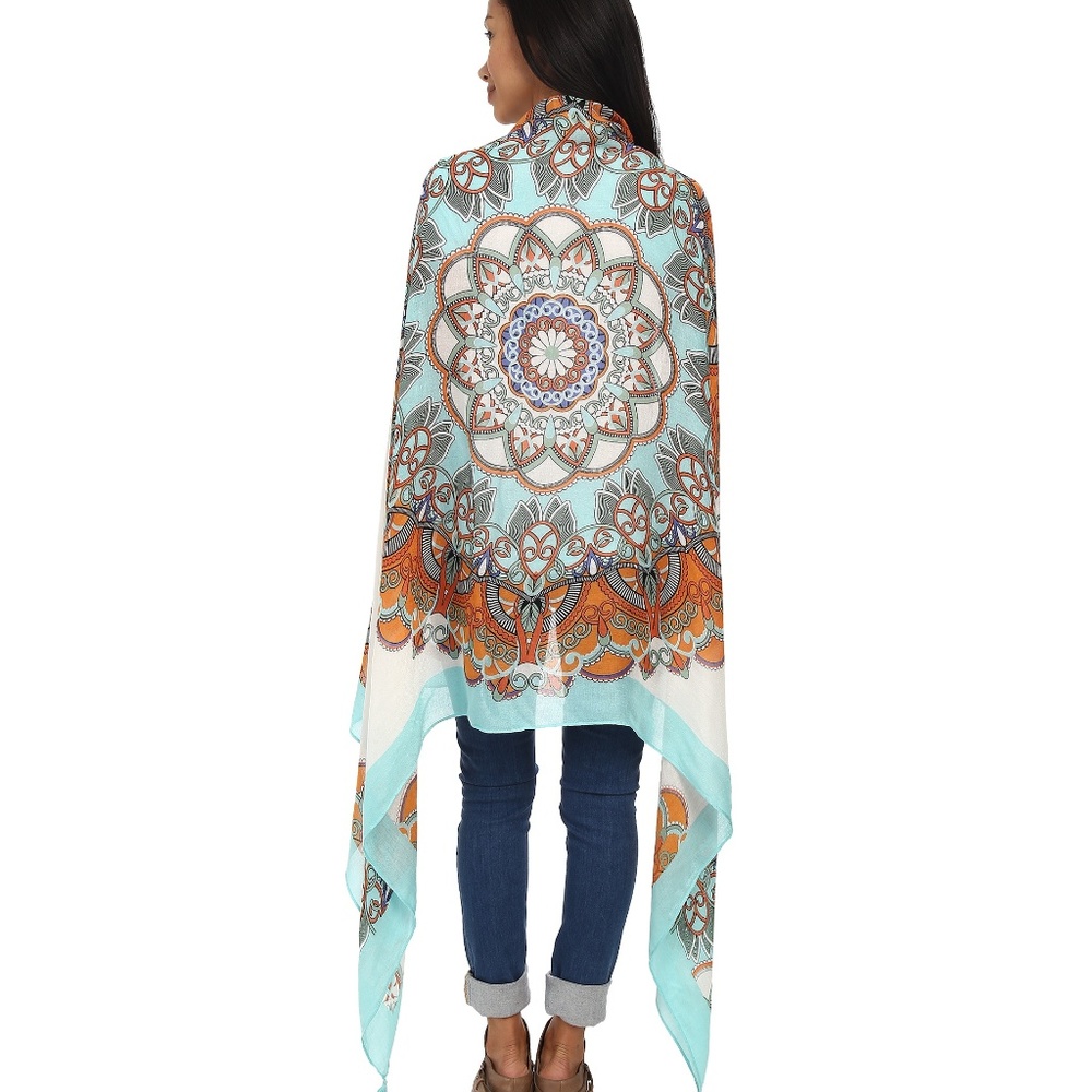 NWOT Michael Stars Mandala Wrap Scarf in Cool Mint